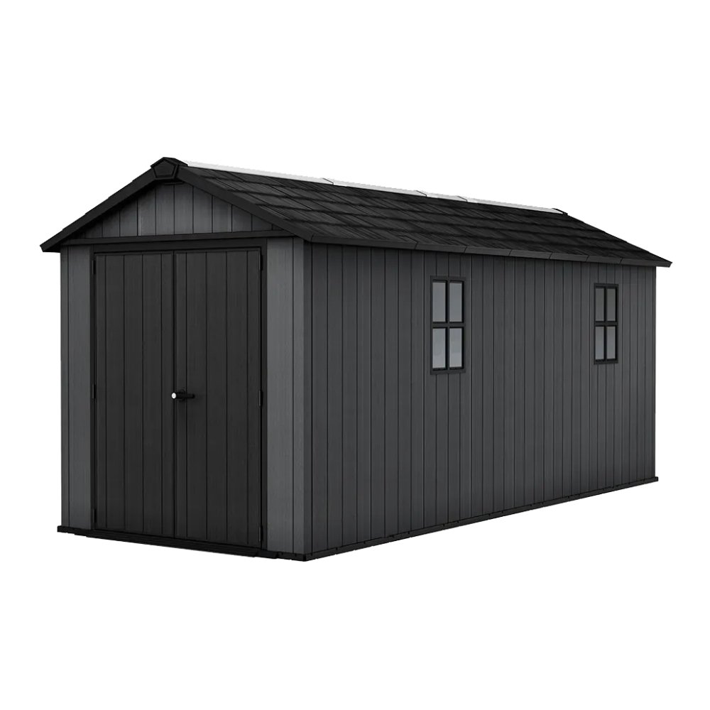 Keter Newton Plus 7.5x17 Storage Shed - Graphite