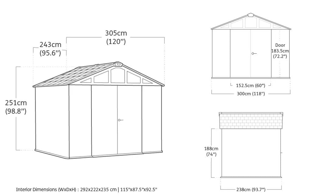 Keter Stronghold 10x8 Storage Shed - Graphite
