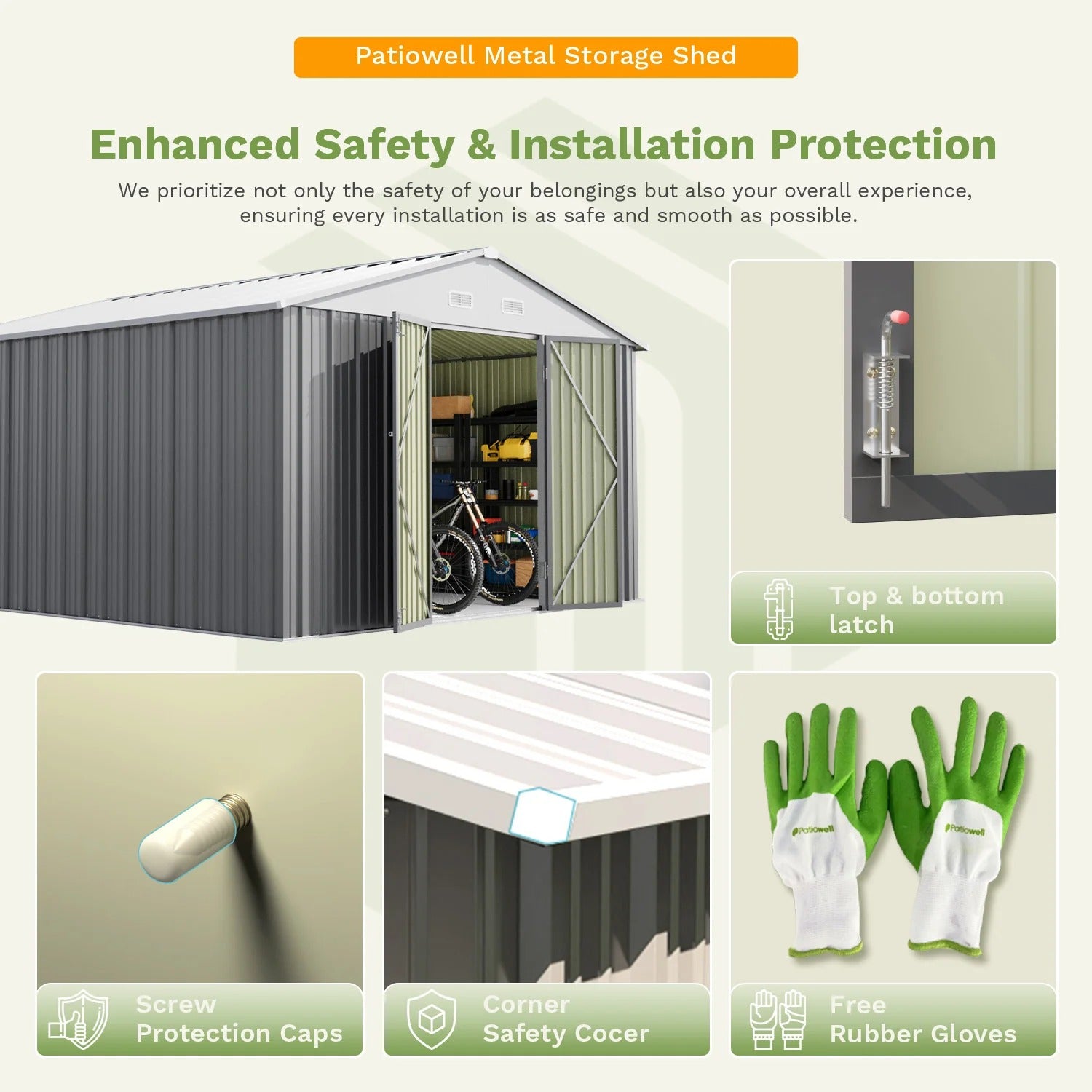 Patiowell 12x12 Large Metal Shed with Weather Resistance, Gray