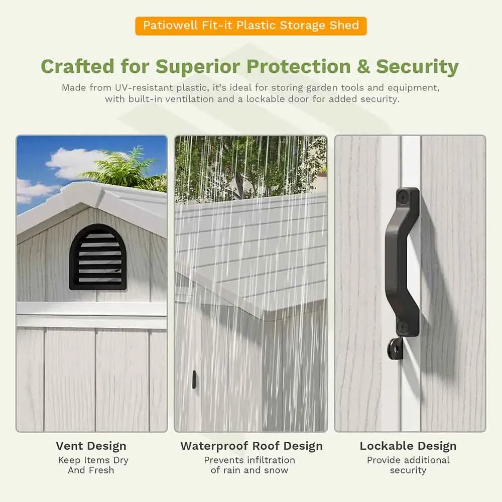 Patiowell Fit-it 4x8 Plastic Storage with Floor, Gray