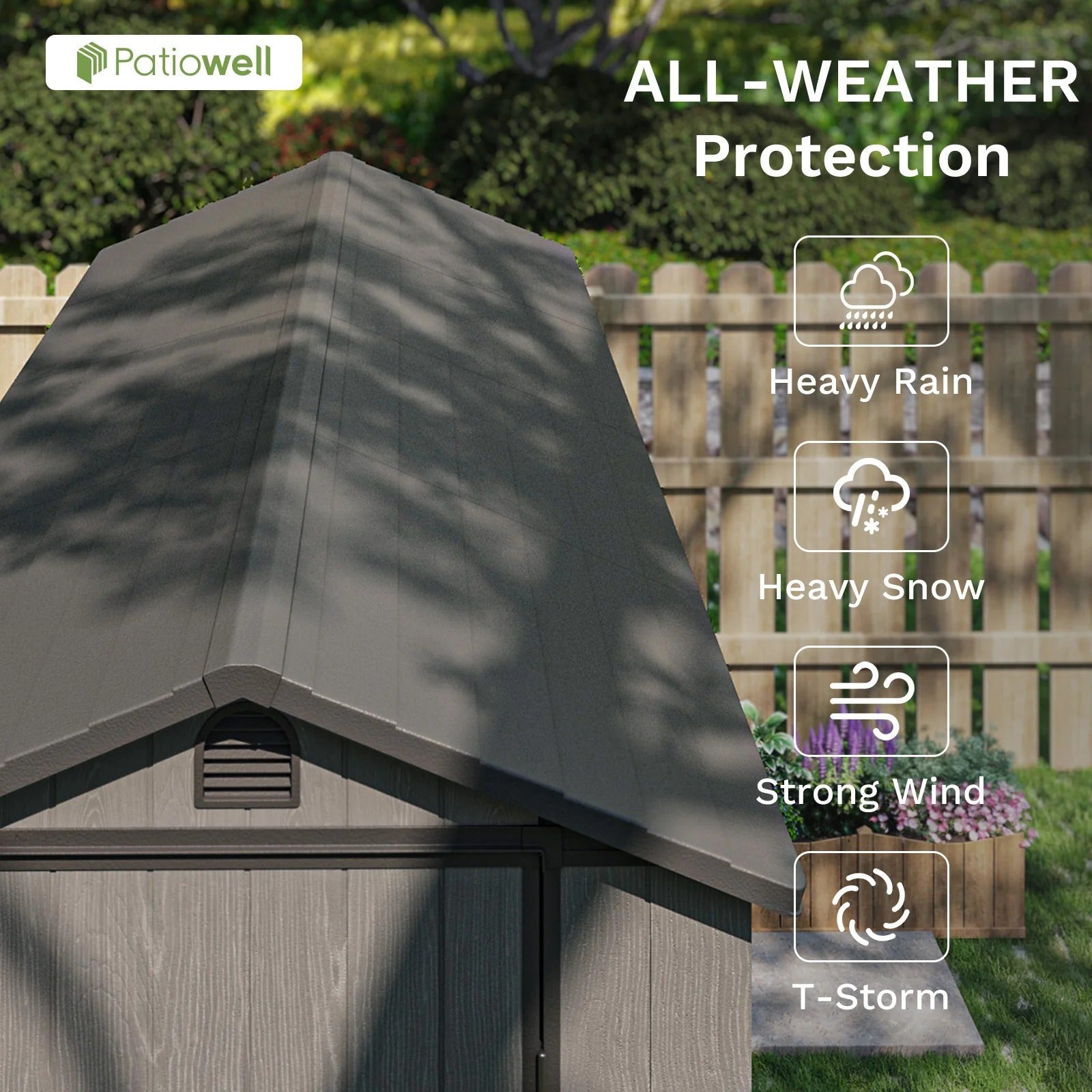 Patiowell 4x8 Plastic Storage Shed, Dark Gray