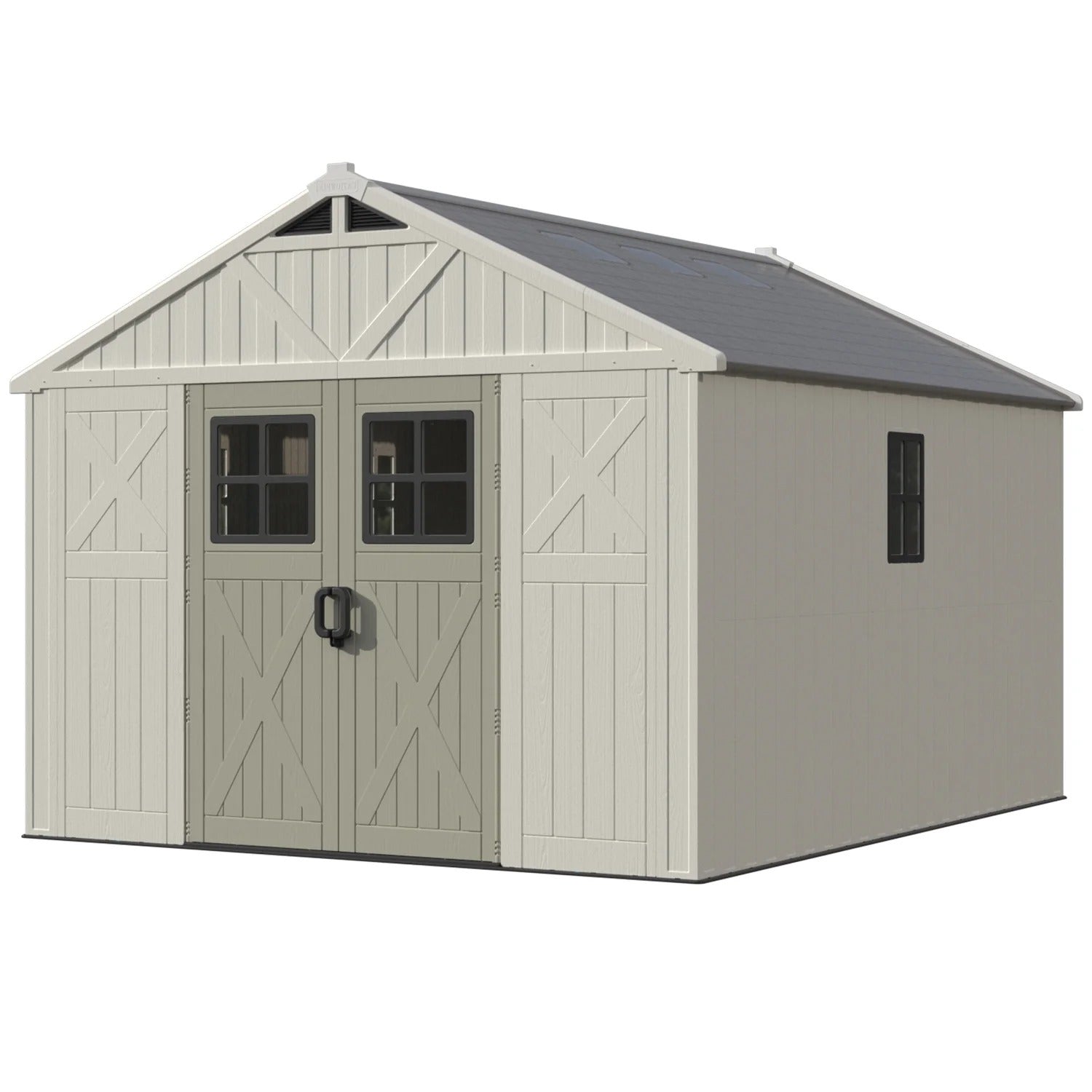 10x12ft Resin Storage Shed with Skylight & Lockable Door & Windows