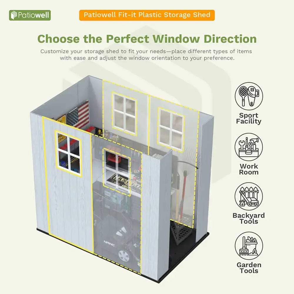 Patiowell Fit-it 4x4 Plastic Storage Garden Shed, Dark Gray