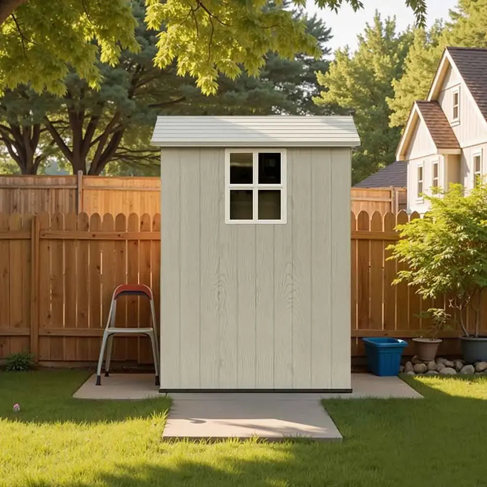 Patiowell 4x4 Plastic Storage Garden Shed, Gray White