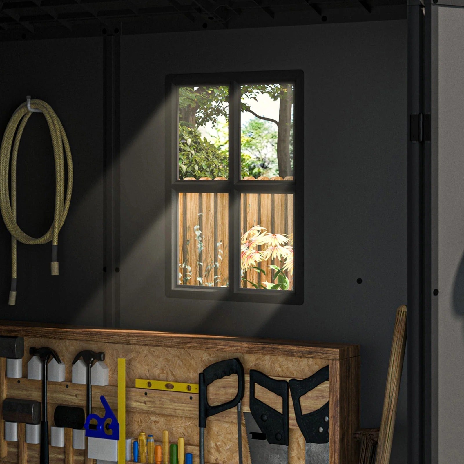 Patiowell Fit-it 4x4 Plastic Storage Garden Shed, Dark Gray