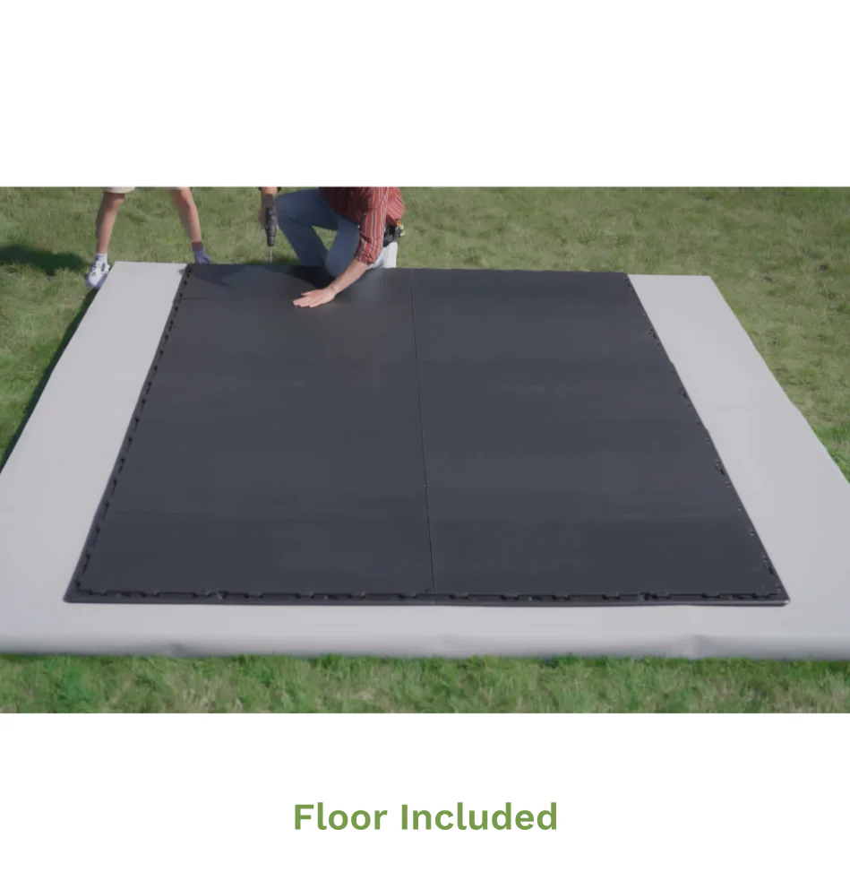 Kick-it 8x10 Plastic Storage Shed with Floor and Windows, Gray White