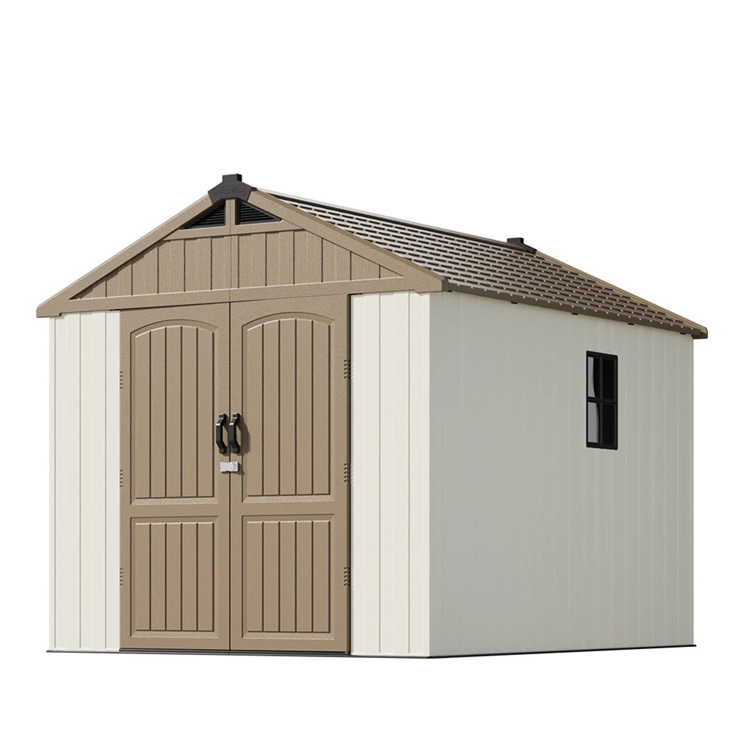 Kick-it 8x10 Plastic Shed with Floor and Windows, Khaki & Beige