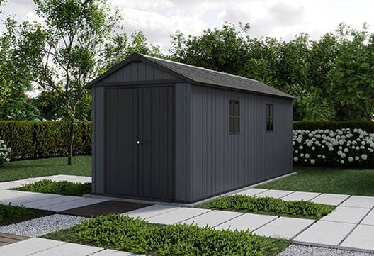 Keter Newton Plus 7.5x17 Storage Shed - Graphite