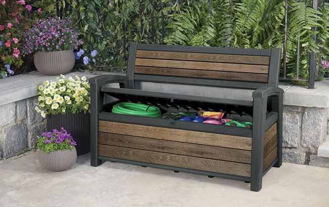 Keter Signature 60 Gallon Outdoor Storage Bench - Walnut Brown