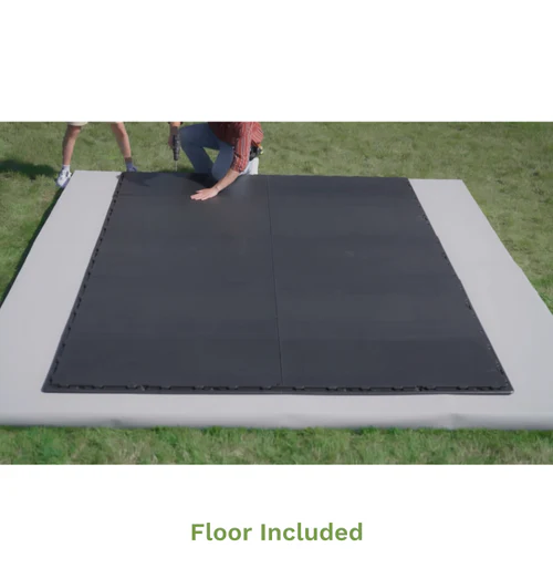 Kick-it 8x8 Plastic Storage Shed with Floor, Khaki & Beige