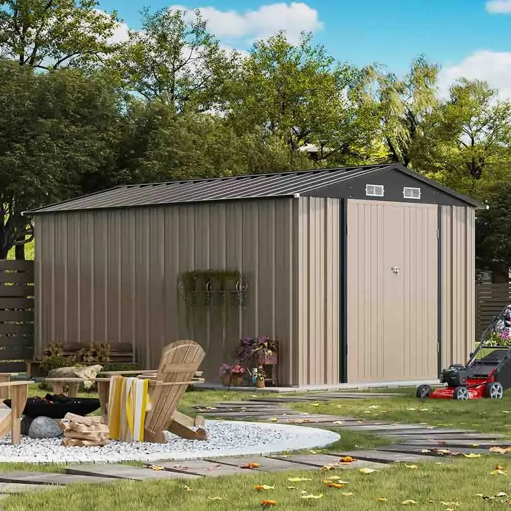 Patiowell 8x12 Metal Storage Shed, Brown