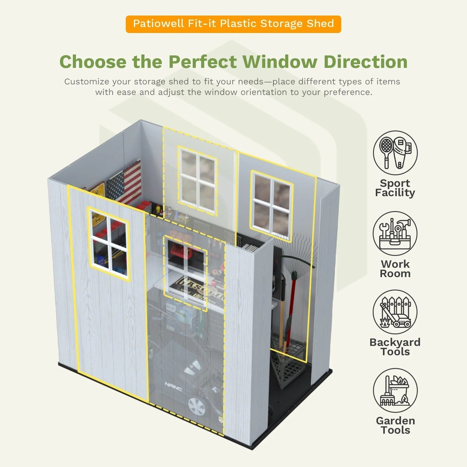 Patiowell Fit-it 4x8 Plastic Storage with Floor, Gray