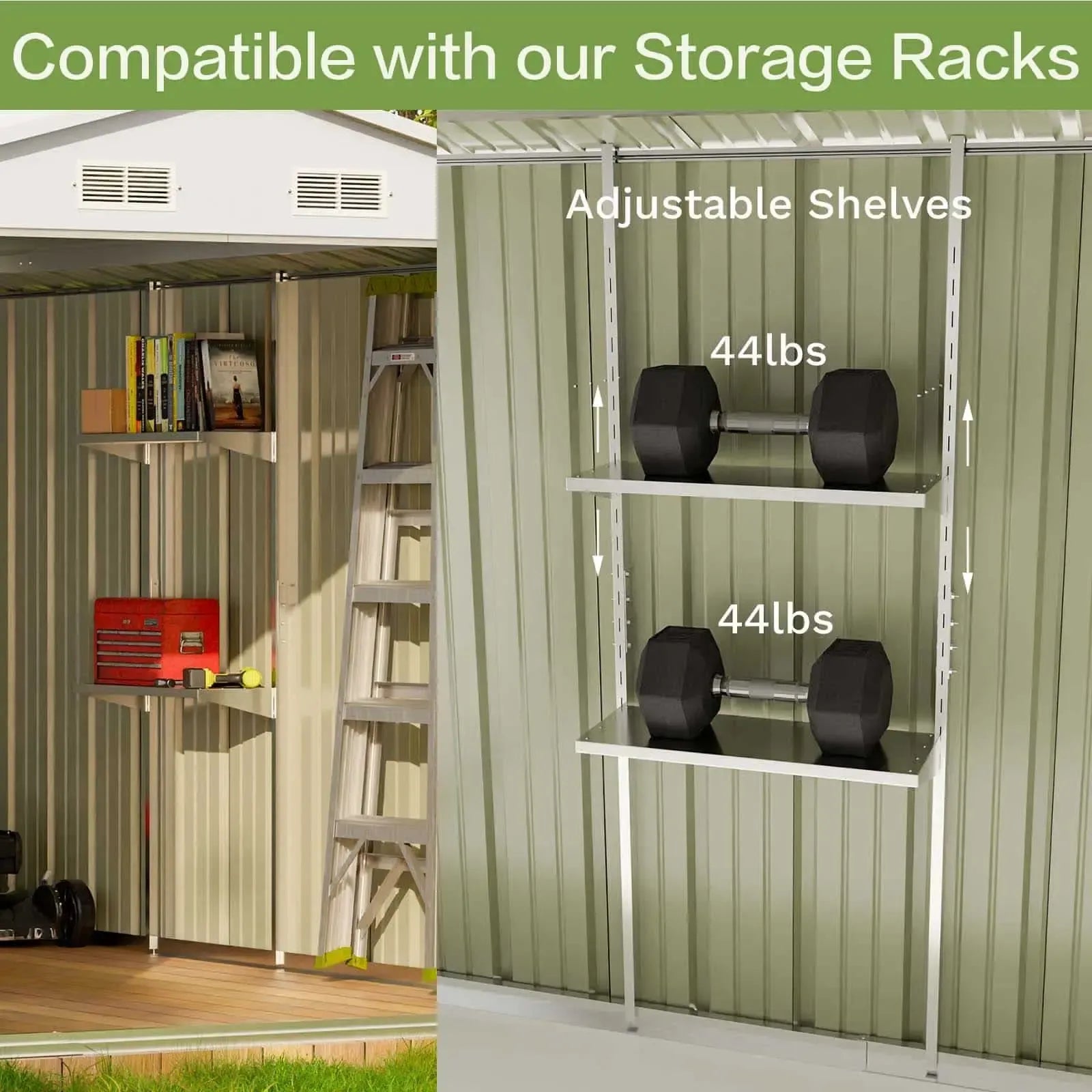 Patiowell 10x8 Metal Shed with Weather Resistance, Brown