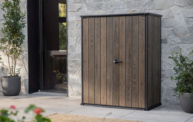 Keter Signature Vertical Storage Shed - Walnut Brown
