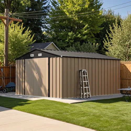 Patiowell 10x12 Metal Shed, Brown