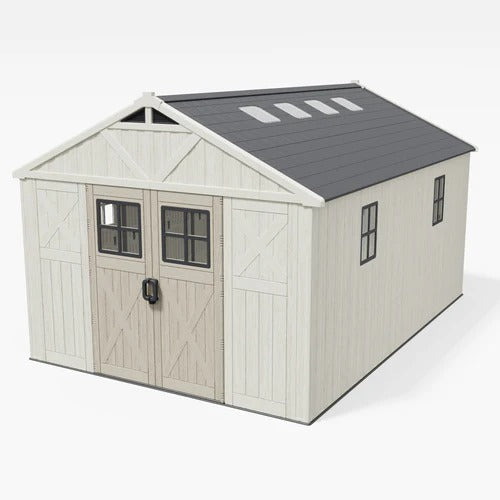 10x14 ft Kick-it Plastic Storage Shed with Skylight & Windows