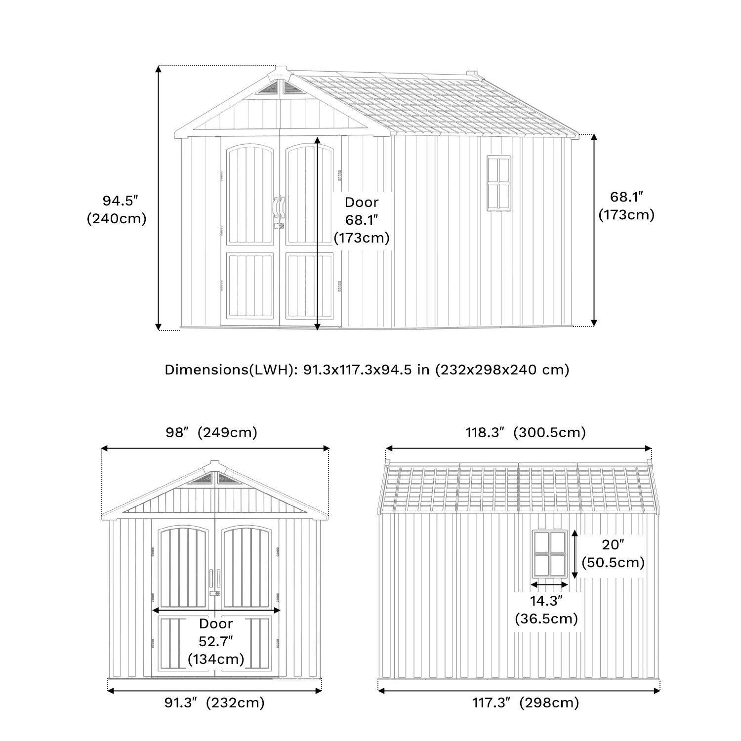 Kick-it 8x10 Plastic Storage Shed with Floor and Lights, Brown